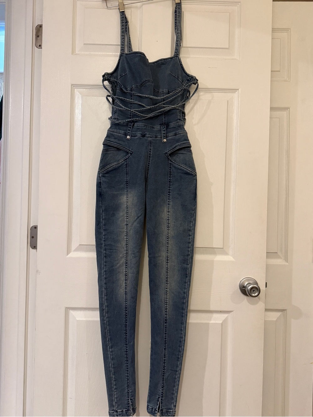 Maniere De Voir Women’s Blue Denim Jumpsuit
